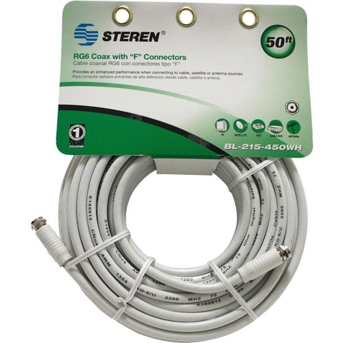 Steren BL 215 450WH Coaxial Network Cable   50 ft   Patch Cable   Whi