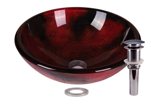 Jano Dark Lava Tempered Glass Bathroom Vessel Basin Sink