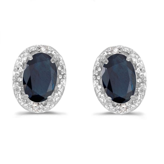 Amanda Rose Sapphire and Diamond Stud Earrings in 14K White Gold