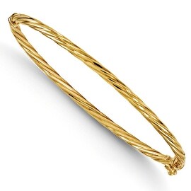 Gioelli 14k Yellow Gold Hammered Bangle Bracelet - 15561665 - Overstock ...