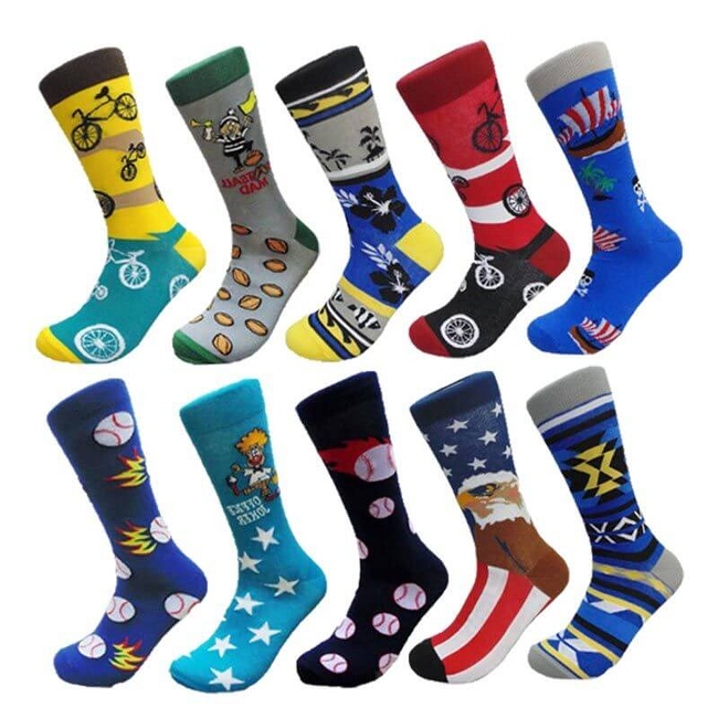 Men's Groomsman Novelty Cotton Art Casual Socks (10 PAIRs) 10 - 13