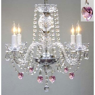 Chandelier Lighting With Crystal Pink*Hearts*H17 W17 - Chandeliers For Bedrooms by Overstock.com
