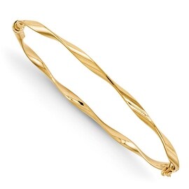 Gioelli 14k Yellow Gold Hammered Bangle Bracelet - 15561665 - Overstock ...