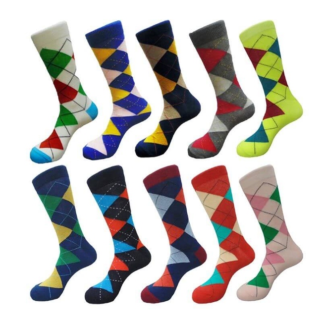 Fancy Men's Argyle Cotton Crew Dress Socks (10 PAIRs) Size 10 - 13