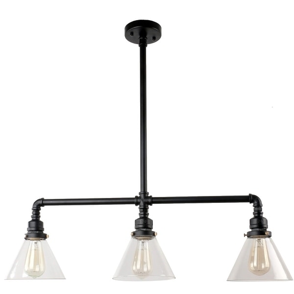 3 light black industrial pendant lamp light glass chandelier