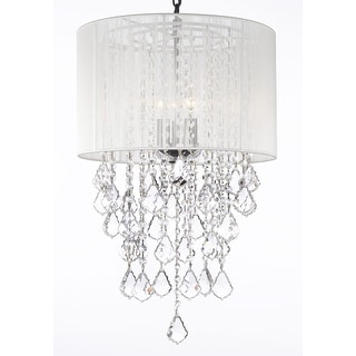 Crystal Chandelier Lighting With Large White Shade H24 x W15 - Chandeliers For Bedrooms by Overstock.com