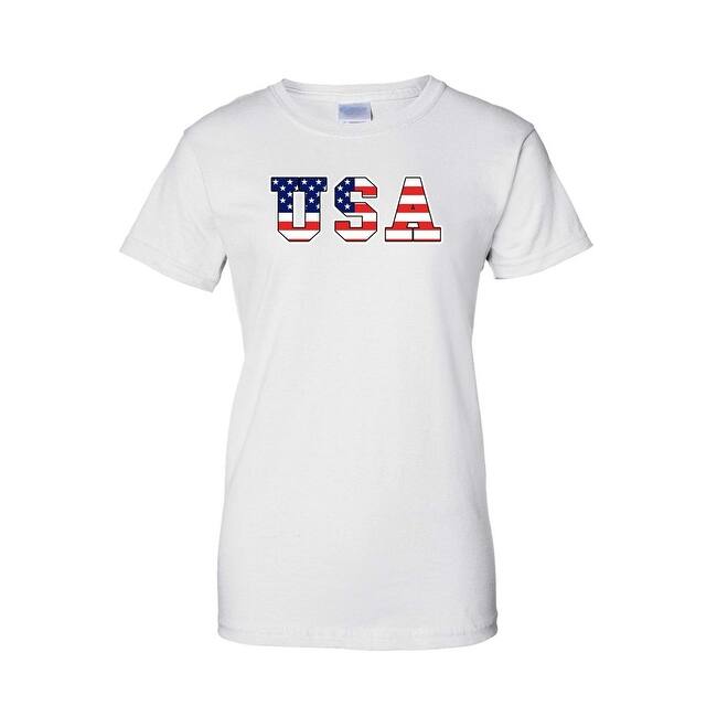 Shop Women S Usa Flag Juniors T Shirt Stars Stripes American