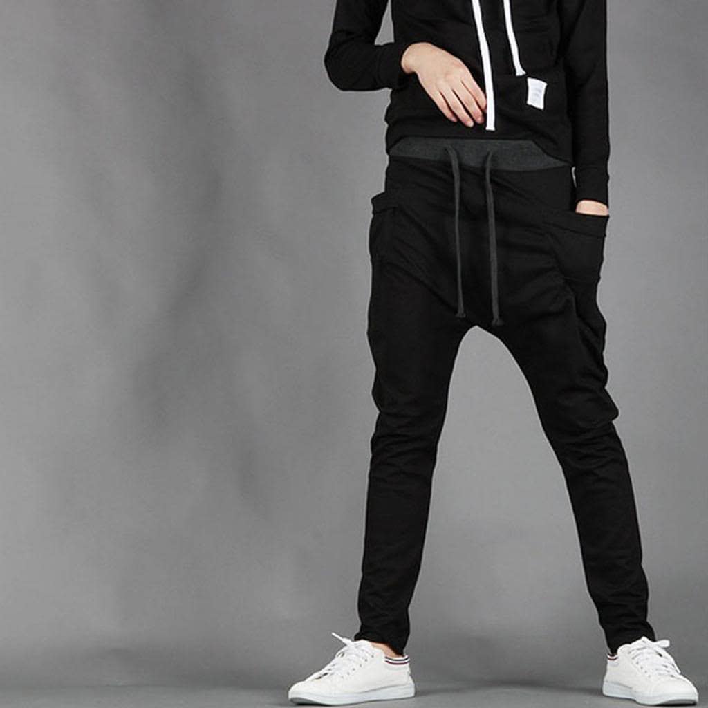Mens Casual Pants Trousers Harem Sweatpants Slacks Casual Jogger Sportswear Baggy Comfy Pants