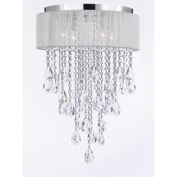 Flush Mount 4 Light Chrome White Shade Empress Crystal Flush Mount 4 Light Chrome White Shade Empress Crystal Chandelier Lighting
