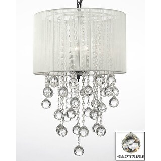 Crystal Chandelier Lighting With Large White Shade & Crystal Balls H24 W15 - Chandeliers For Bedrooms by Overstock.com