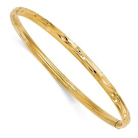 Oro Forte 14k Yellow Gold Bold Textured Round Bangle Bracelet ...