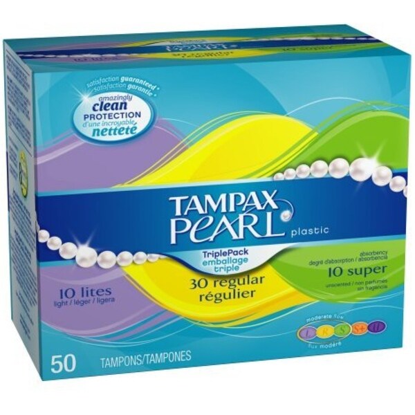 Shop Tampax Pearl Tampons Triplepack, Unscented, Lite Regular Super 50 ea Free Shipping On