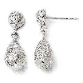 14k White Gold Diamond Cut Dangle Leverback Earrings - 18555413 ...