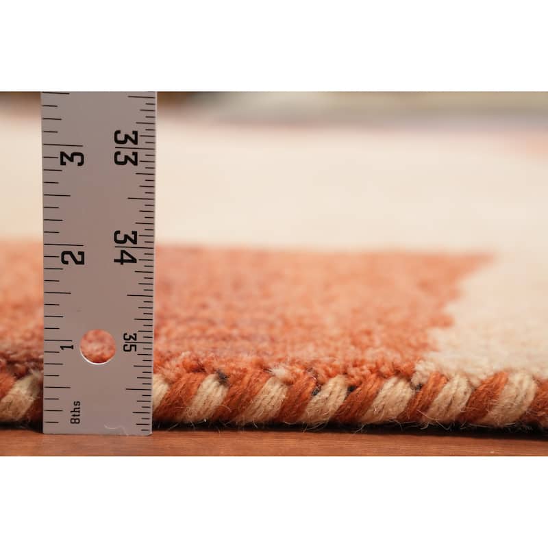 Hand Knotted Oriental 100% Wool Carpet Modern Geometric Beige & Ivories Gabbeh Area Rug - 7' 11'' X 5' 9''
