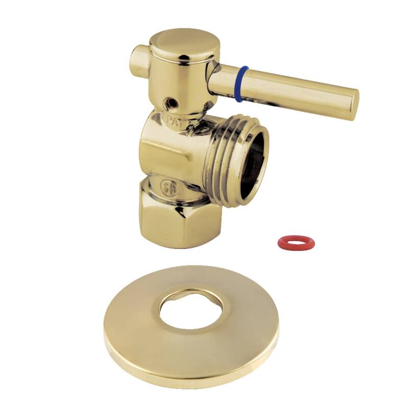Kingston Brass 2" High Quarter Turn Angle Stop Valve with Flange - Polished Brass