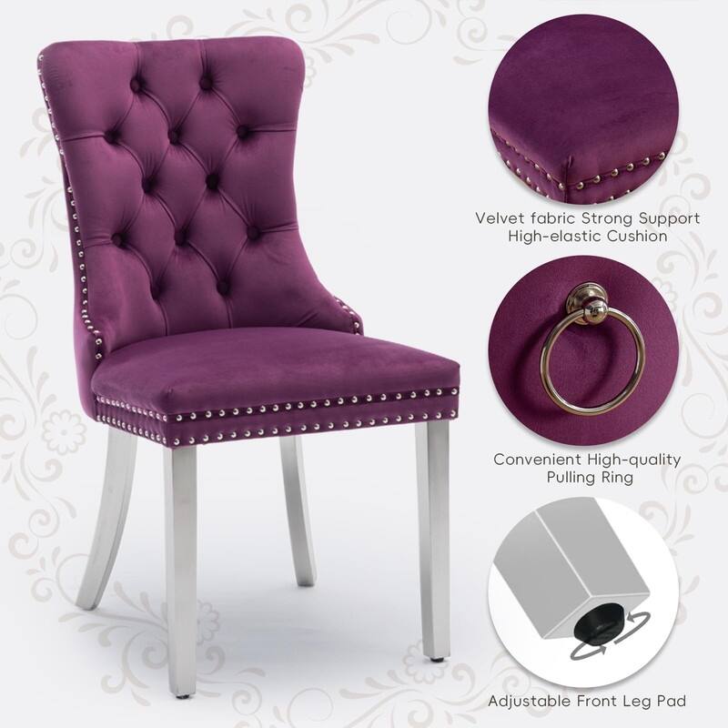 Tufted Naliheads Solid Wood Upholstered Dining Chairs (Set of 2)