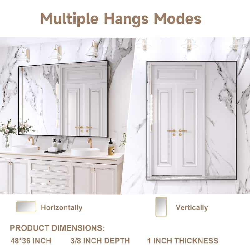 QuivaraView Wall Mounted Aluminum Frame Bathroom Vanity Mirror