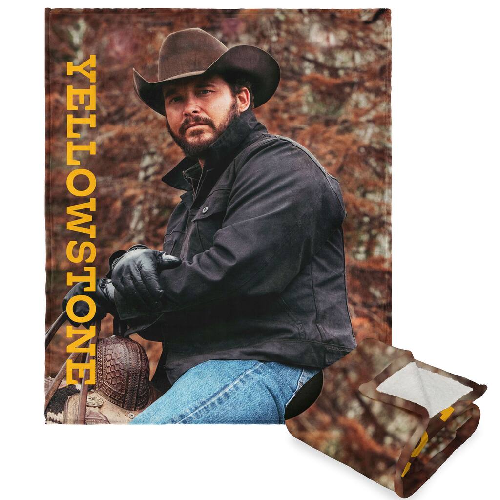 Paramount Yellowstone Rip Dutton Ranch Silk Touch Sherpa Throw Blanket