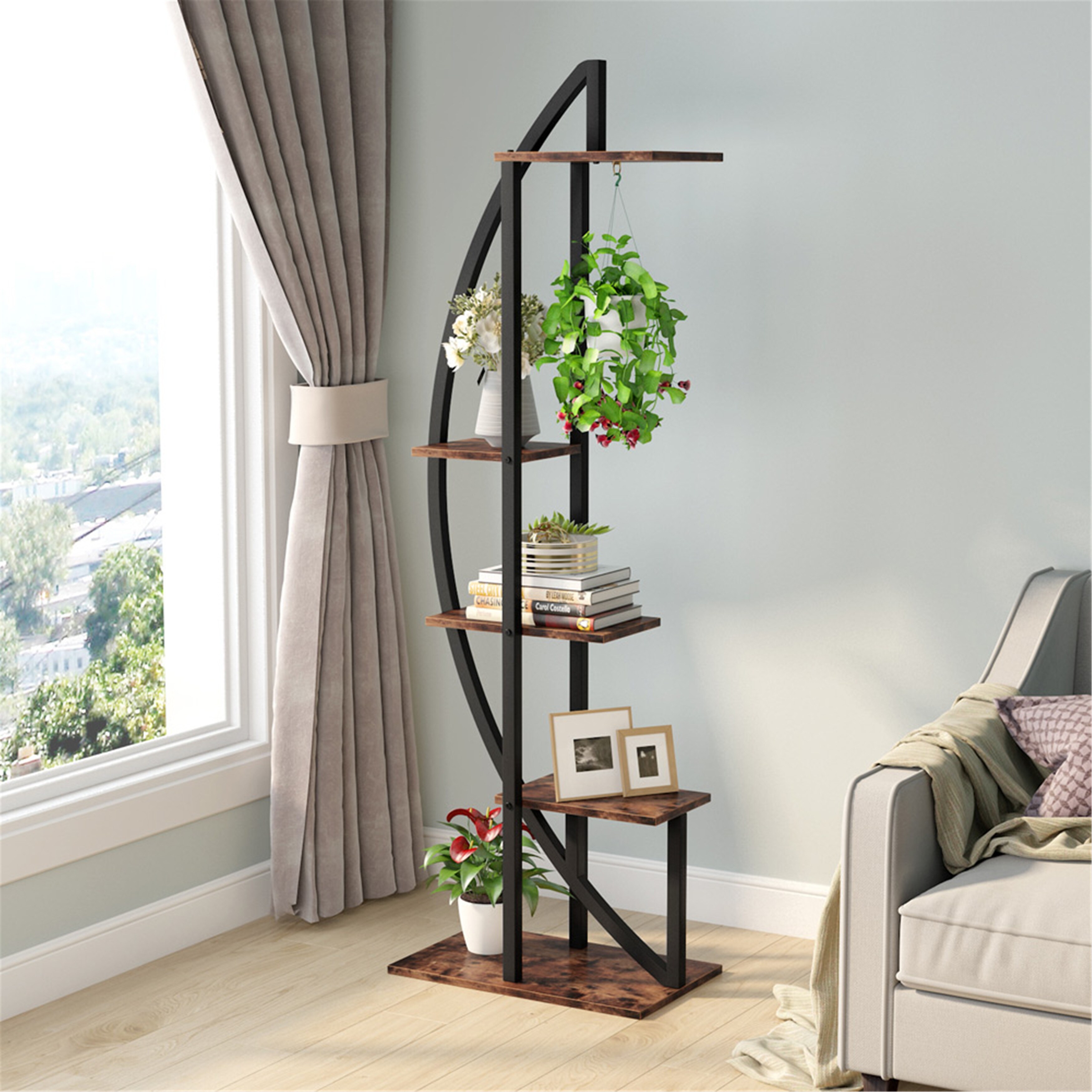5 Tier Plant Stand 2 Pack Multi Story Flower Rack For Garden Patio Overstock 30393784 Black
