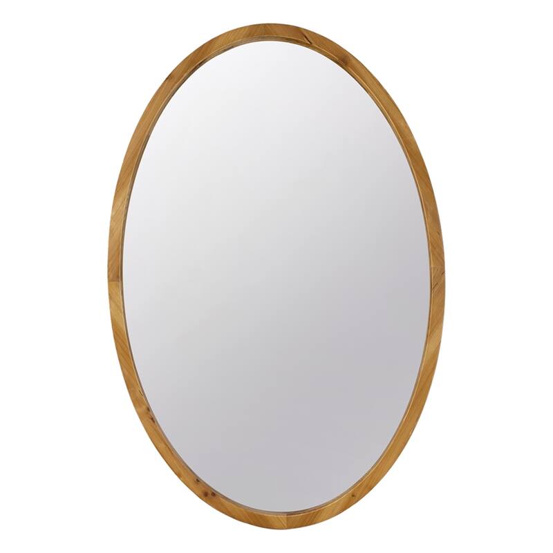 Rustic Style Wooden Oval Wall Mirror - 35.5"