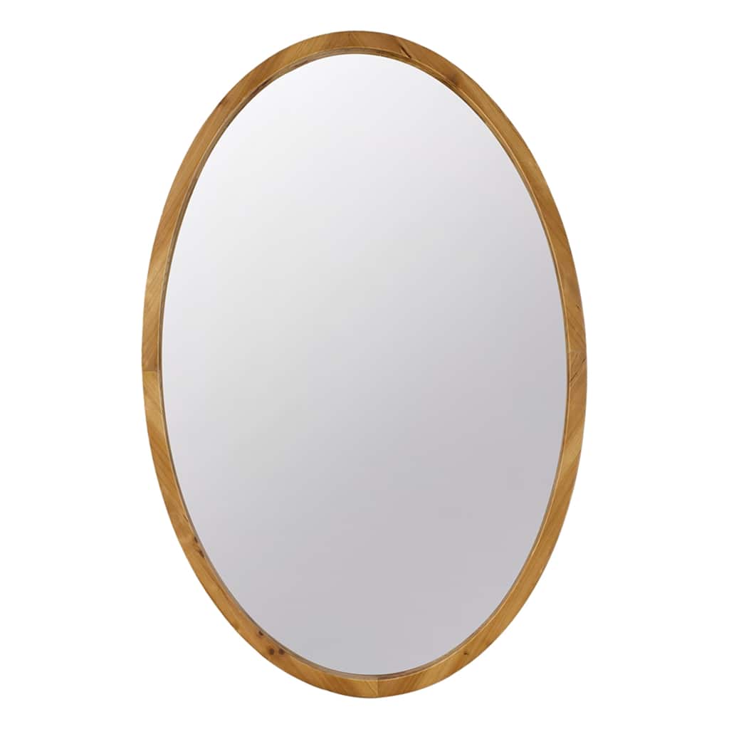 Rustic Style Wooden Oval Wall Mirror - 35.5"