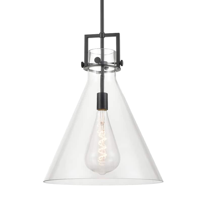 Innovations Lighting 411-1SL-20-16 Newton Cone Pendant Newton Cone 16" - Matte Black / Clear