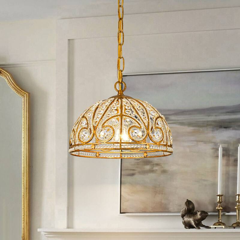 Ennu Retro Antique Sphere Crystal Chandelier Adjustable Dining Room Chandelier - Brass