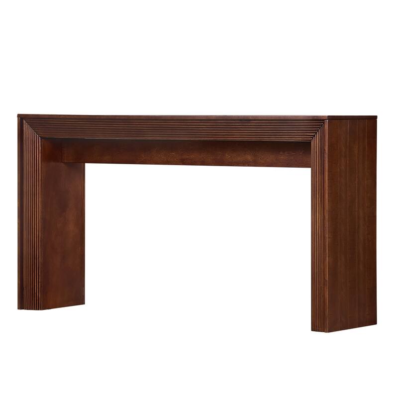 Fluted Counter Height Bar Table Set for 2, Dining Table with Fabric Upholstered Bar Stool with Solid Wood Legs