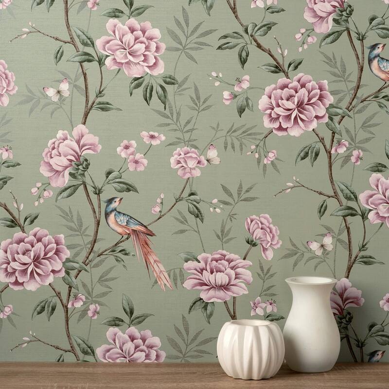 Fine Decor Akina Sage Floral Wallpaper