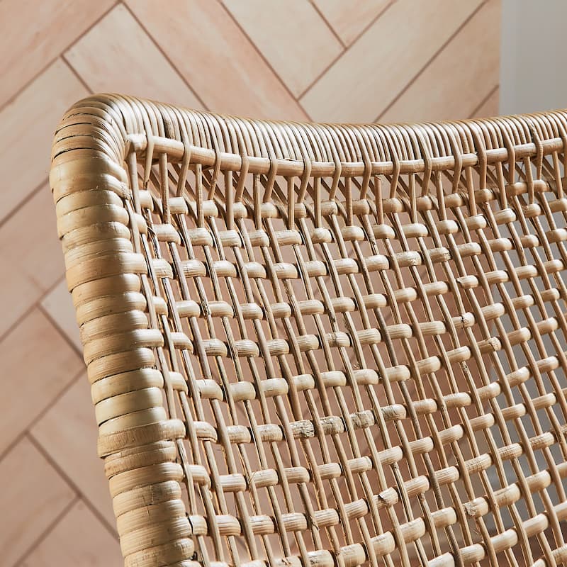 Giethoorn 27.16" Wide Natural Curved Rattan Chair with Black Metal Frame by iNSPIRE Q Modern