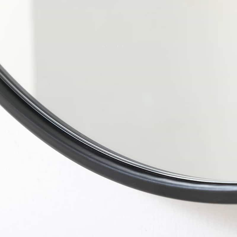 Black Metal Frame Round Wall Mirror Glass Hanging