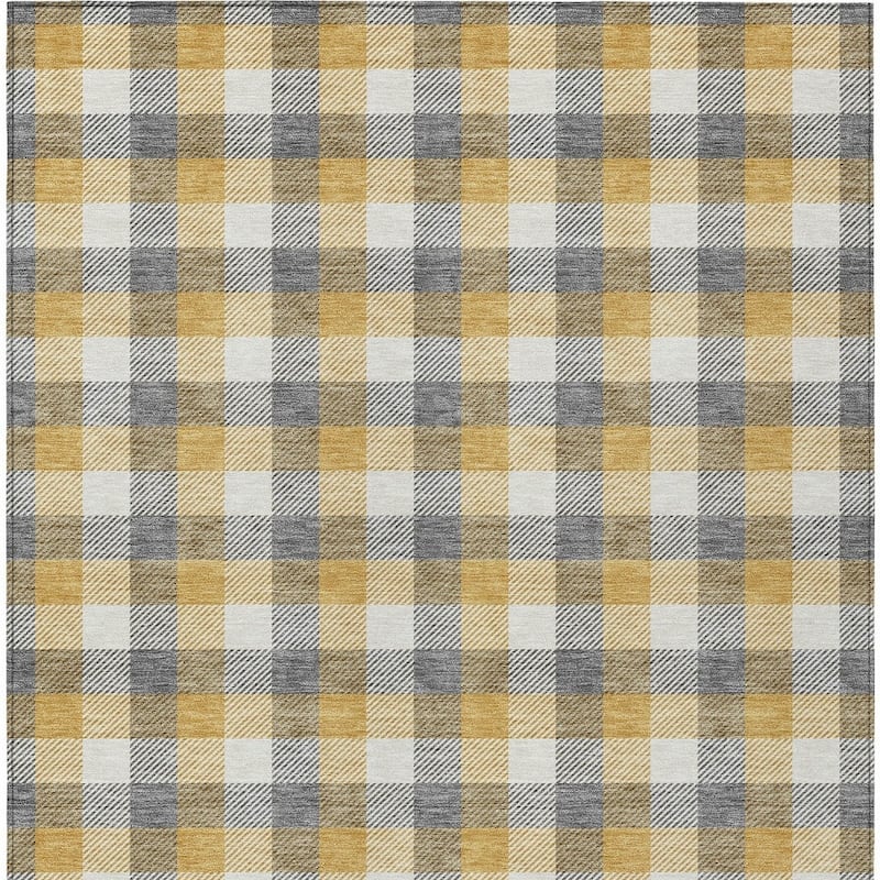 HomeRoots Plaid Transitional Rectangle Outdoor Rug