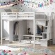 preview thumbnail 2 of 30, Full Size Loft Bed Frame with Wardrobe,Low Storage Table,Two Drawers and Two Open Storage Cabinets,White/Gray