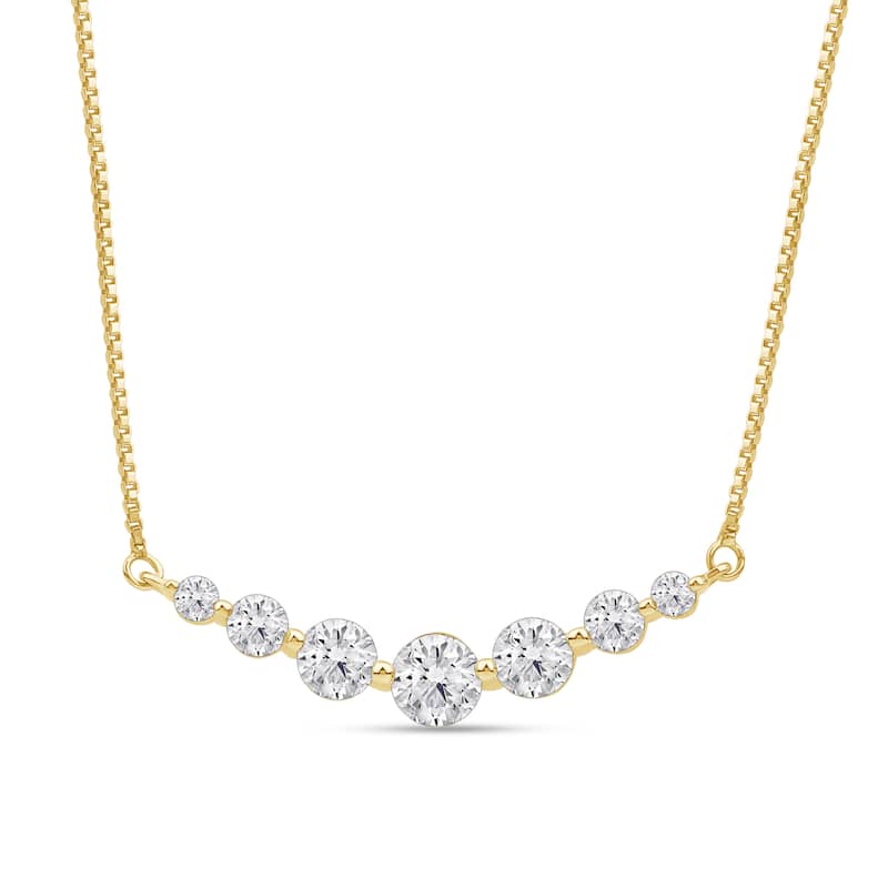 1ct Lab Grown Diamond Curved Bar Necklace in 14k Gold for Women - Yellow