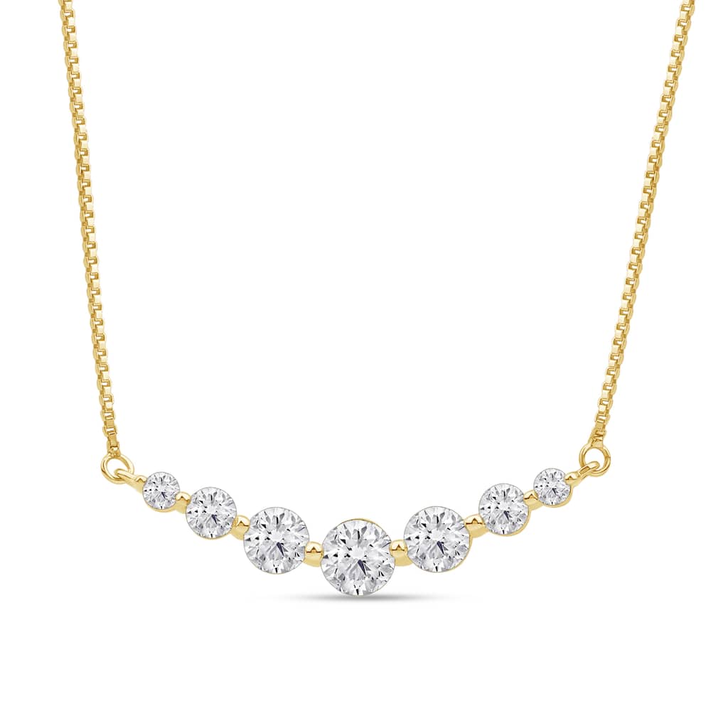 1ct Lab Grown Diamond Curved Bar Necklace in 14k Gold for Women
