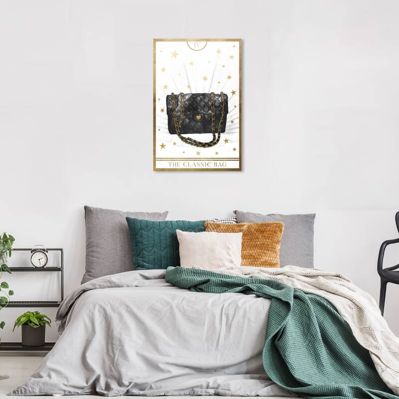 Wynwood Studio Canvas Fashion and Glam The Classic Bag Tarot White Gold and Metallic Gold Glam Wall Art Canvas Print - 36 x 24