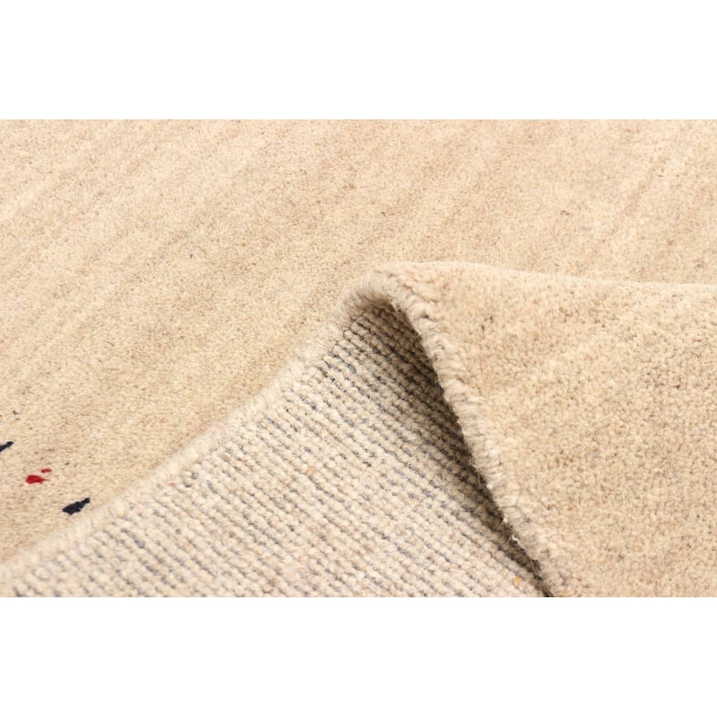 ECARPETGALLERY Hand Loomed Kashkuli Gabbeh Tan Wool Rug - 4'1 x 5'8