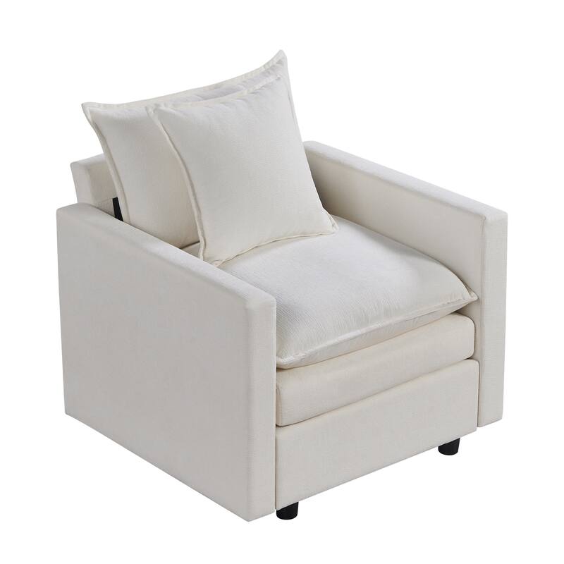 Chenille Fabric Comfy Deep Single Seat Sofa Upholstered Reading Armchair Living Room