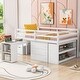 preview thumbnail 1 of 55, Full Size Loft Bed with Retractable Desk, Storage Drawers, and Stairs, Space-Saving White