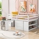 preview thumbnail 20 of 25, Full Size Loft Bed with Retractable Writing Desk and 3 Drawers, Wooden Bed with Storage Stairs and Shelves
