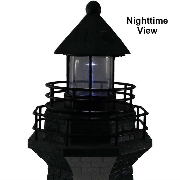 Shop Sunnydaze Solar Striped Led Lighthouse Outdoor Decor 36 Inch
