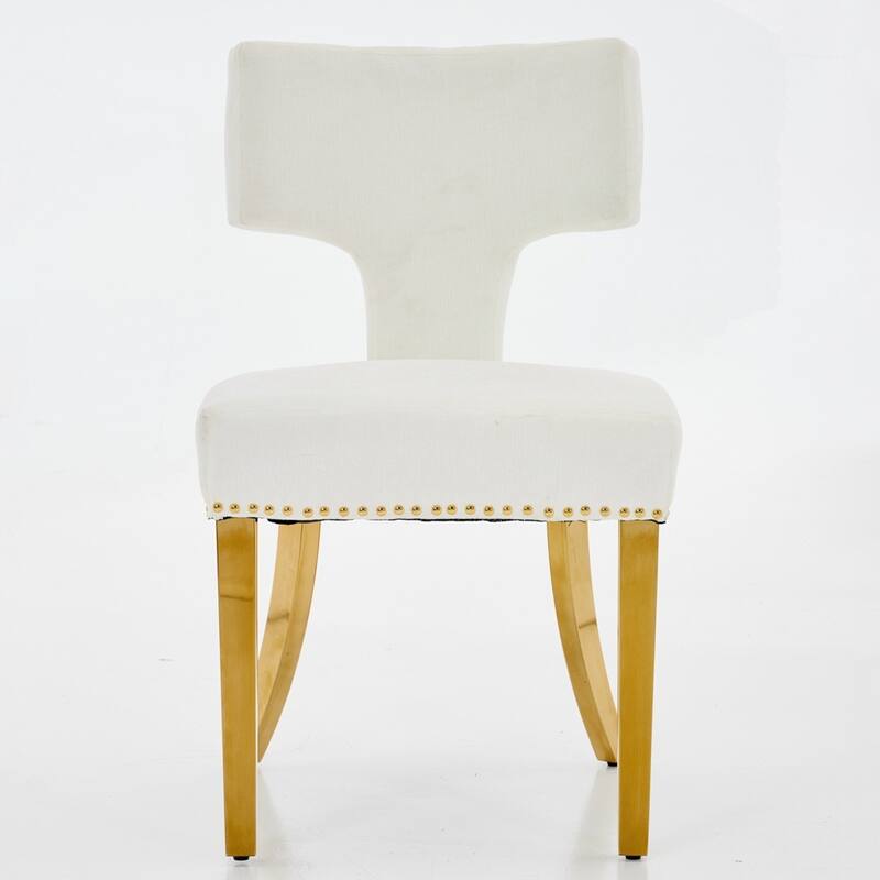 Farmhouse Fabric Upholstered Accent Chair Curved Backrest with Copper Nails around