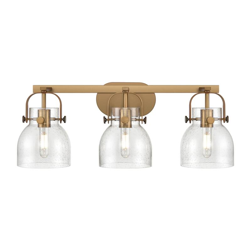 Innovations Lighting 423-3W-10-27 Pilaster II Bell Vanity Pilaster II - Brushed Brass / Seedy