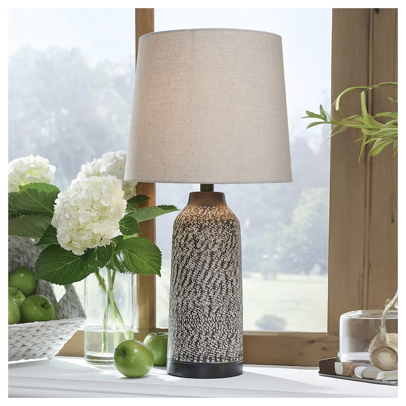 Signature Design by Ashley Lanson Antique Bronze Metal Table Lamp (Set of 2) - 12"W x 12"D x 24"H - 12"W x 12"D x 24"H - Antique Bronze