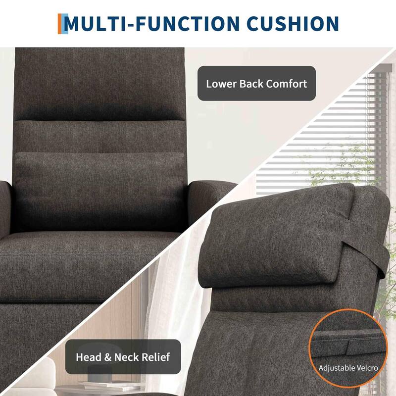 Adjustable Electric Linen Power Recliner Chair, Single Sofa with 2 Side Pockets and USB Port