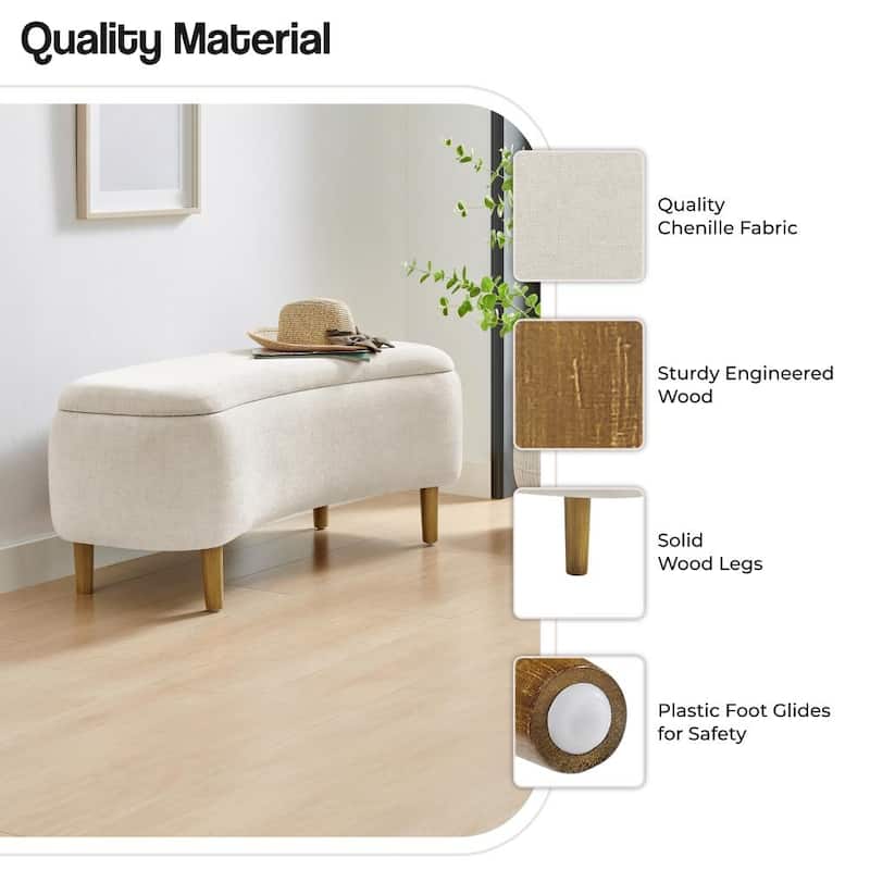 NPD Furniture Leony Chenille Storage Bench