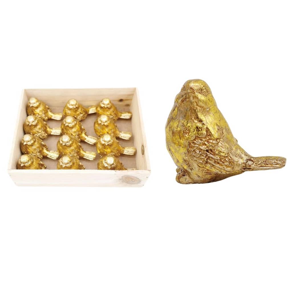 Transpac Resin Gold Birds In Crate S/12 Home Decorations Spring