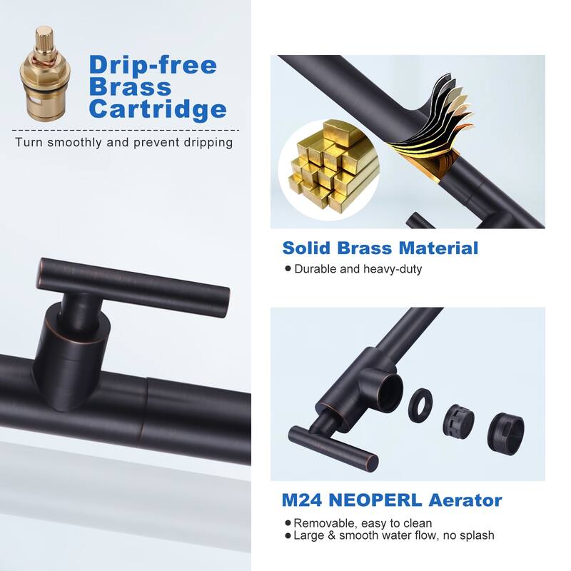 WOWOW Deck Mount Double Handle Pot Filler Faucet