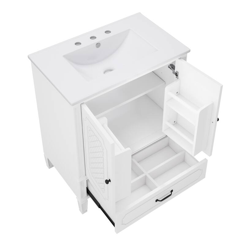 Bathroom Vanity with Sink Vintage Style,Multi-functional Storage Space