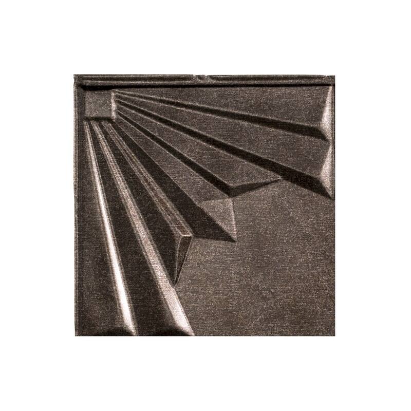 Fasade Art Deco Decorative Vinyl 2ft x 2ft Lay In Ceiling Tile in Smoked Pewter (5 Pack) - 12x12 Inch Sample